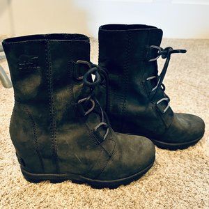 Sorel Joan of Arc Wedge II | Black Leather | Size 6.5